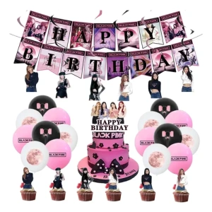 Set Fiesta Black Pink Kpop Kit Cumpleaños Decoración Globos