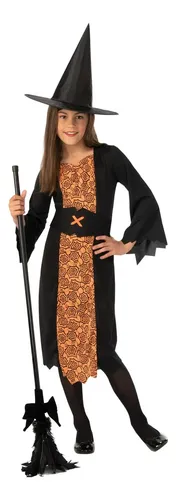Disfraz De Bruja Con Sombrero Para Niña En Talla S (6/6x)
