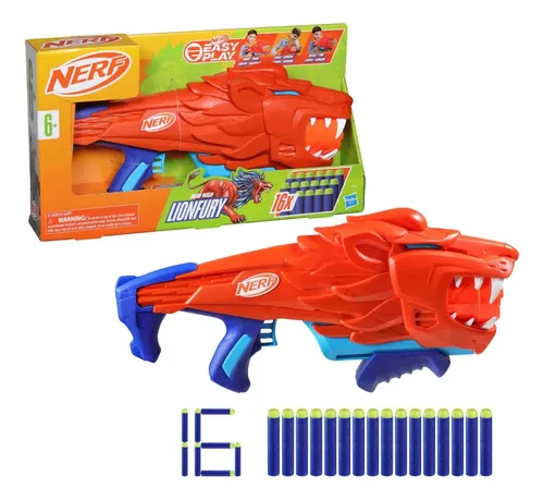 Pistola Nerf Junior Wild Lionfury Lanzador Diseño De Leon
