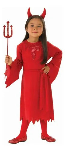Disfraz De Diablita Vestido Rojo Y Cintillo En Talla 6 Y 8